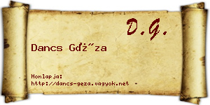 Dancs Géza névjegykártya